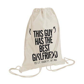 This guy has the best Girlfriend, Backpack bag GYMBAG natural (28x40cm)