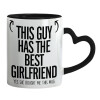 Mug heart black handle, ceramic, 330ml