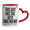 Mug heart red handle, ceramic, 330ml