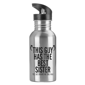 This guy has the best Sister, Water bottle Silver with straw, stainless steel 600ml