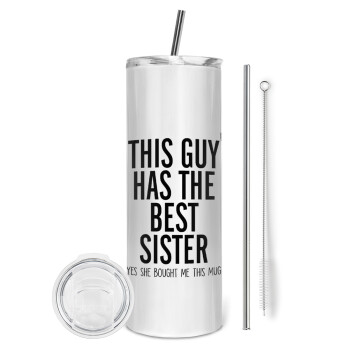 This guy has the best Sister, Eco friendly ποτήρι θερμό (tumbler) από ανοξείδωτο ατσάλι 600ml, με μεταλλικό καλαμάκι & βούρτσα καθαρισμού