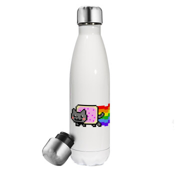 Nyan Pop-Tart Cat, Metal mug thermos White (Stainless steel), double wall, 500ml