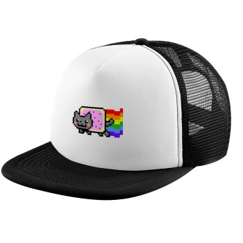 Nyan Pop-Tart Cat, Καπέλο Ενηλίκων Soft Trucker με Δίχτυ Black/White (POLYESTER, ΕΝΗΛΙΚΩΝ, UNISEX, ONE SIZE)