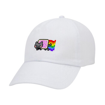 Nyan Pop-Tart Cat, Καπέλο Ενηλίκων Baseball Λευκό 5-φύλλο (POLYESTER, ΕΝΗΛΙΚΩΝ, UNISEX, ONE SIZE)