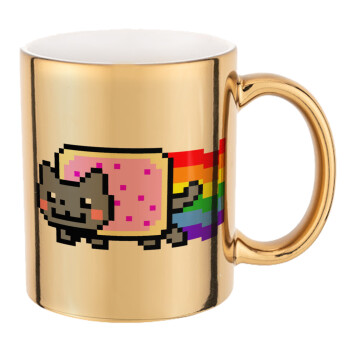 Nyan Pop-Tart Cat, Mug ceramic, gold mirror, 330ml