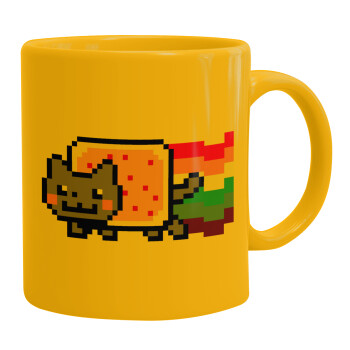 Nyan Pop-Tart Cat, Ceramic coffee mug yellow, 330ml (1pcs)