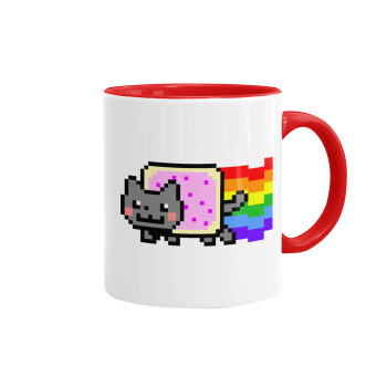 Nyan Pop-Tart Cat, Mug colored red, ceramic, 330ml