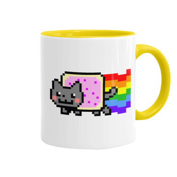 Nyan Pop-Tart Cat, Mug colored yellow, ceramic, 330ml