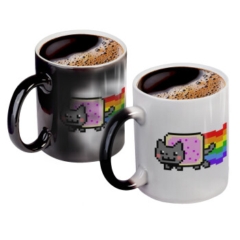 Nyan Pop-Tart Cat, Color changing magic Mug, ceramic, 330ml when adding hot liquid inside, the black colour desappears (1 pcs)