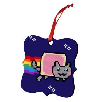 Nyan Pop-Tart Cat, Στολίδι Χριστουγεννιάτικο στολίδι polygon ξύλινο 7.5cm