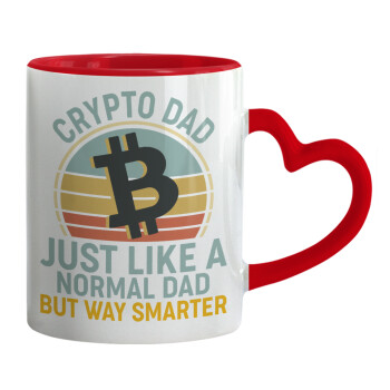 Crypto Dad, Mug heart red handle, ceramic, 330ml