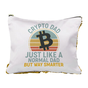 Crypto Dad, Sequin Gold Pouch Cosmetic Bag