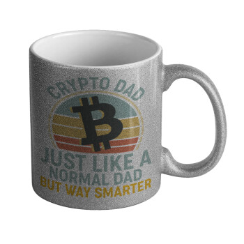 Crypto Dad, Κούπα Ασημένια Glitter που γυαλίζει, κεραμική, 330ml