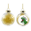 Transparent Christmas tree ball ornament with gold filling 8cm