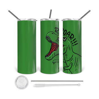 Dyno roar!!!, Tumbler stainless steel 600ml, with metal straw & cleaning brush