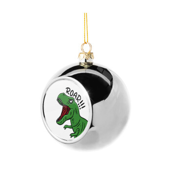 Dyno roar!!!, Silver 8cm Christmas tree ball ornament