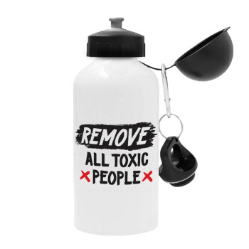 Remove all toxic people, Metal water bottle, White, aluminum 500ml