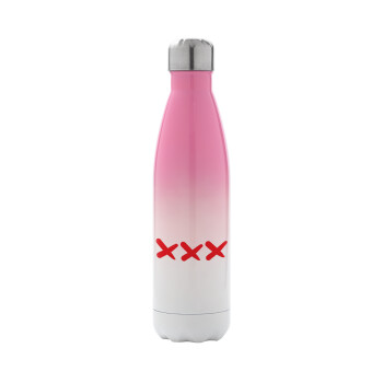 XXX, Metal mug thermos Pink/White (Stainless steel), double wall, 500ml