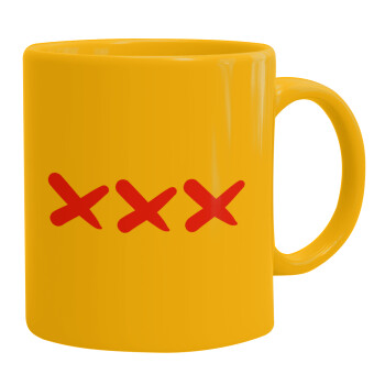 XXX, Ceramic coffee mug yellow, 330ml