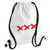 Backpack pouch GYMBAG white, with pocket (40x48cm) & thick cords