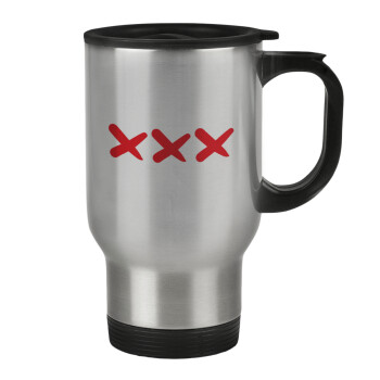 XXX, Stainless steel travel mug with lid, double wall 450ml