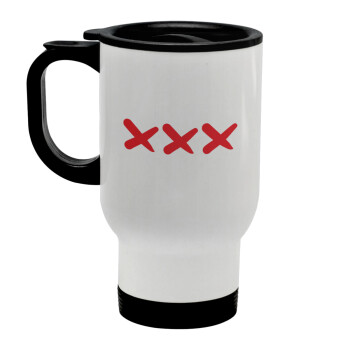 XXX, Stainless steel travel mug with lid, double wall white 450ml