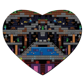 Minecraft 2D map, Mousepad heart 23x20cm