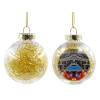 Transparent Christmas tree ball ornament with gold filling 8cm