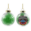 Transparent Christmas tree ball ornament with green filling 8cm