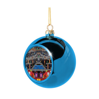 Minecraft 2D map, Blue Christmas tree ball ornament 8cm