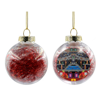 Minecraft 2D map, Transparent Christmas tree ball ornament with red filling 8cm