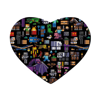 Minecraft Characters, Mousepad heart 23x20cm