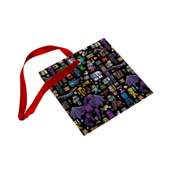 Minecraft Characters, Christmas ornament, glass square ornament 9x9cm