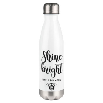 Bright, Shine like a Diamond, Metal mug thermos White (Stainless steel), double wall, 500ml