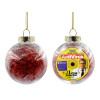 Transparent Christmas tree ball ornament with red filling 8cm