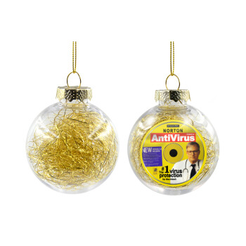 Norton antivirus, Transparent Christmas tree ball ornament with gold filling 8cm