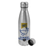 Metallic water bottle, stainless steel, 750ml