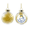 Transparent Christmas tree ball ornament with gold filling 8cm