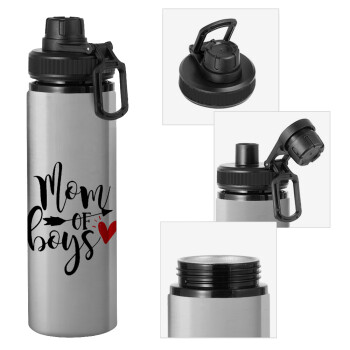 Mom of boys, Metallic water bottle with safety cap, 850ml aluminum