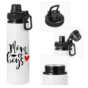 Mom of boys, Metal water bottle with safety cap, aluminum 850ml