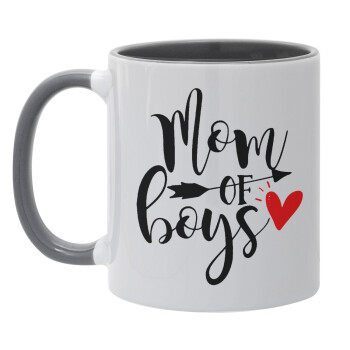 Mom of boys, Mug colored grey, ceramic, 330ml