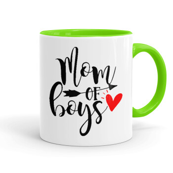 Mom of boys, Mug colored light green, ceramic, 330ml