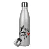 Metallic Glitter Silver Thermos Flask (Stainless steel), double-walled, 500ml