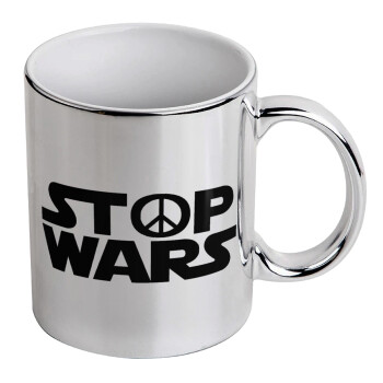 STOP WARS, Κούπα κεραμική, ασημένια καθρέπτης, 330ml