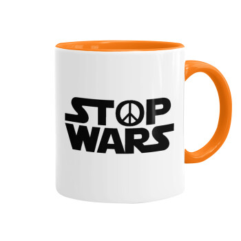 STOP WARS, Mug colored orange, ceramic, 330ml