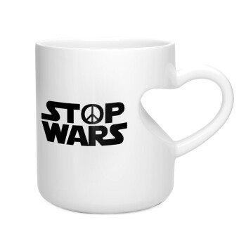 STOP WARS, Κούπα καρδιά λευκή, κεραμική, 330ml
