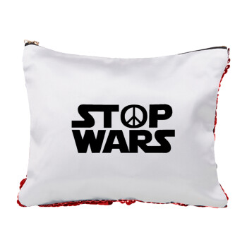 STOP WARS, Red sequin cosmetic bag