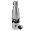 Metallic water bottle, stainless steel, 750ml