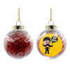 Transparent Christmas tree ball ornament with red filling 8cm