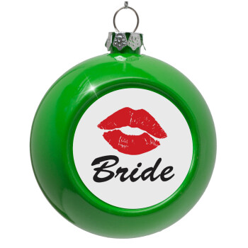 Bride kiss, Green Christmas tree ornament bauble 8cm